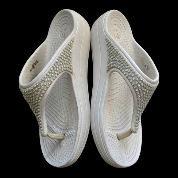 Crocs Women’s Sloane Thong Wedge Sandle Rhinestone, Size 6 - Picture 2 of 6